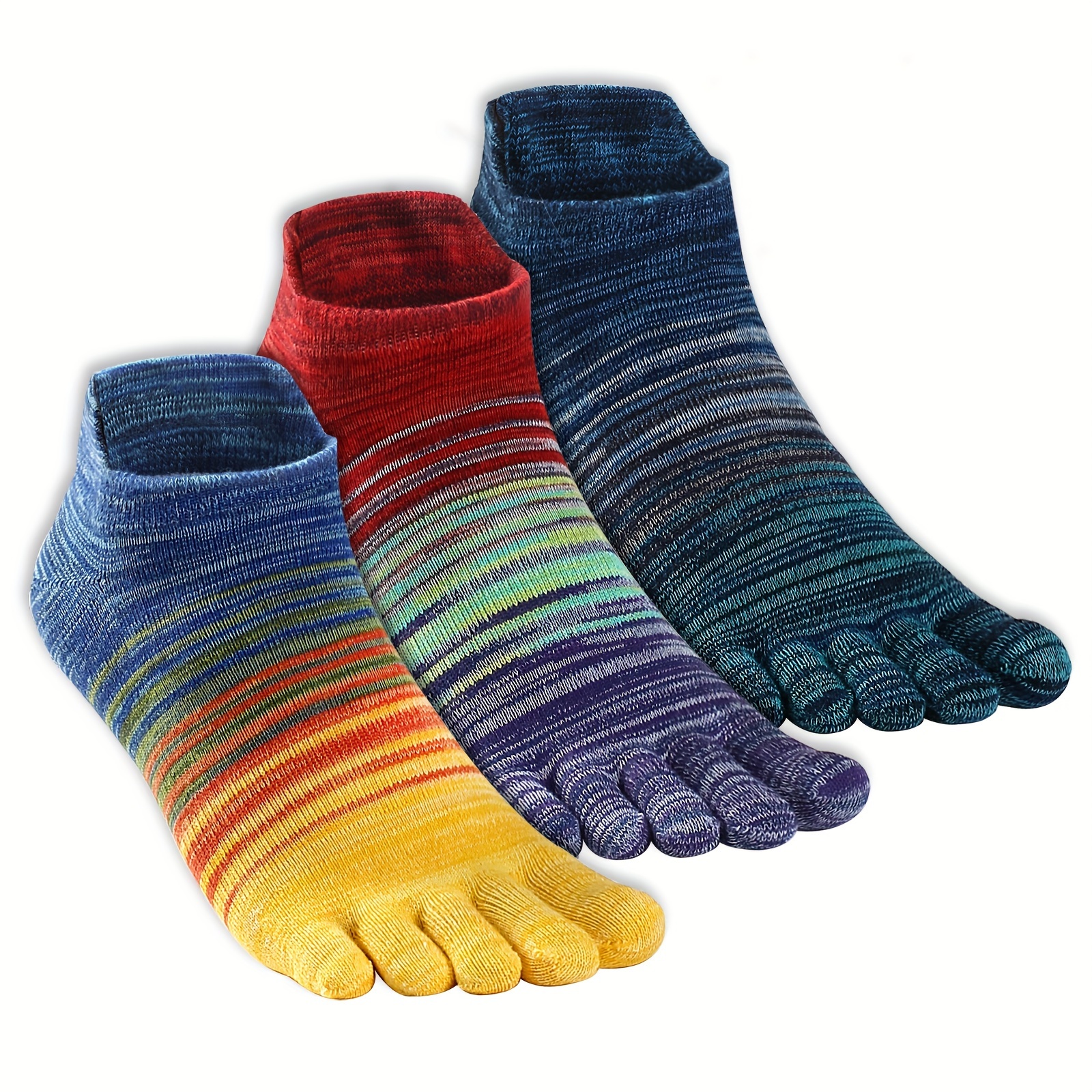 Rainbow Color Striped Yoga Socks Five toe Socks Breathable - Temu
