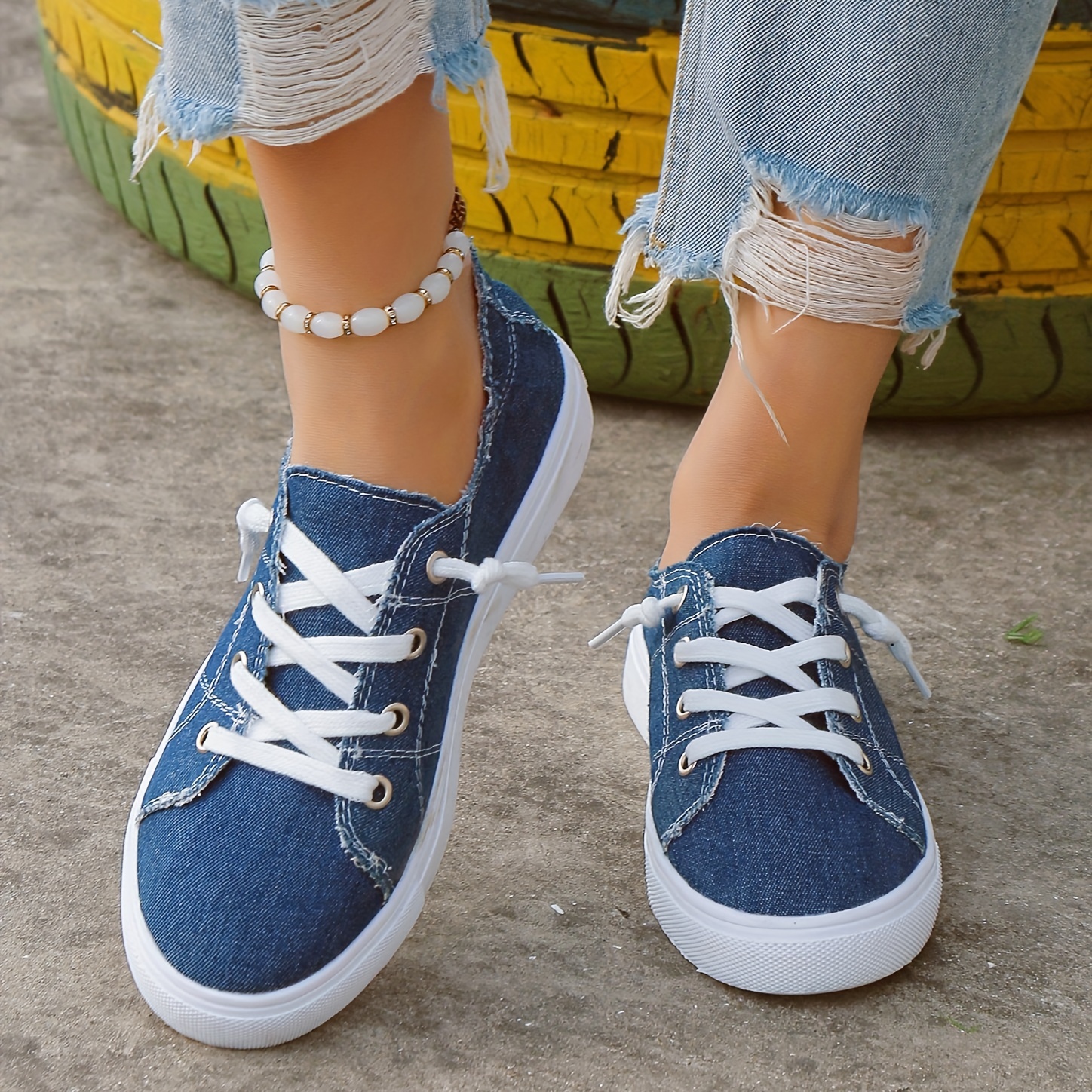 blue denim shoes
