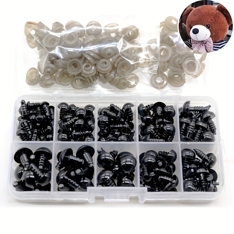 Ojos de plástico Kawaii, 100 unidades, con arandelas suaves, ojos de  seguridad negros para hacer ganchillo Amigurumi