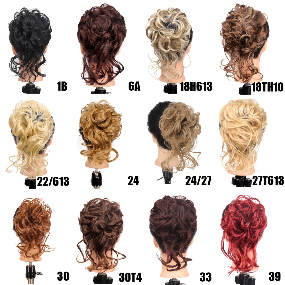 messy   synthetic   bun wig           and   extensions  pins included   accessories