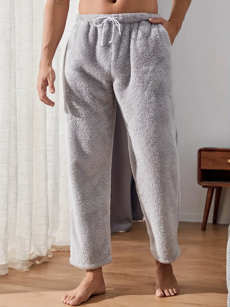Men's Plush Warm Soft Fluffy Cozy Pajama Pants Skirt With Pockets Winter  Sleep Pants