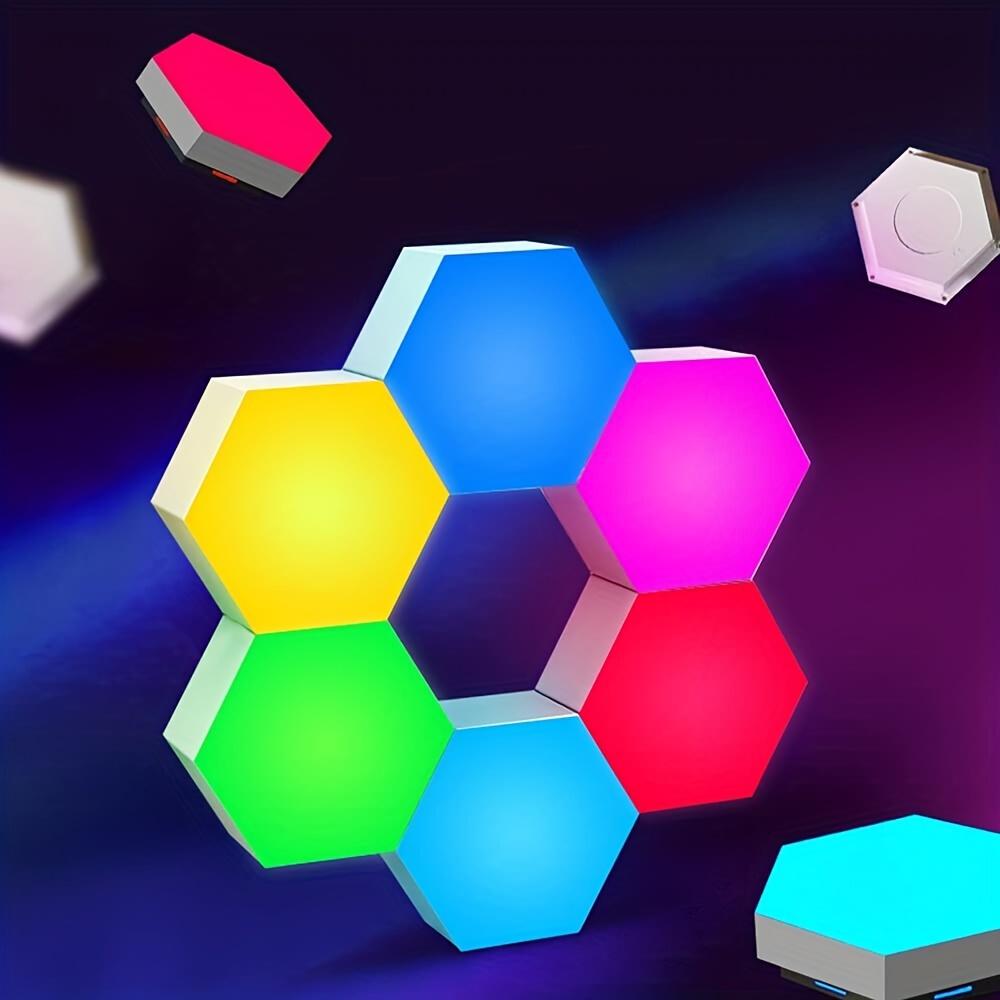 Led Hexagon Lights Remote Controlled Rgb Led Wall Lights - Temu