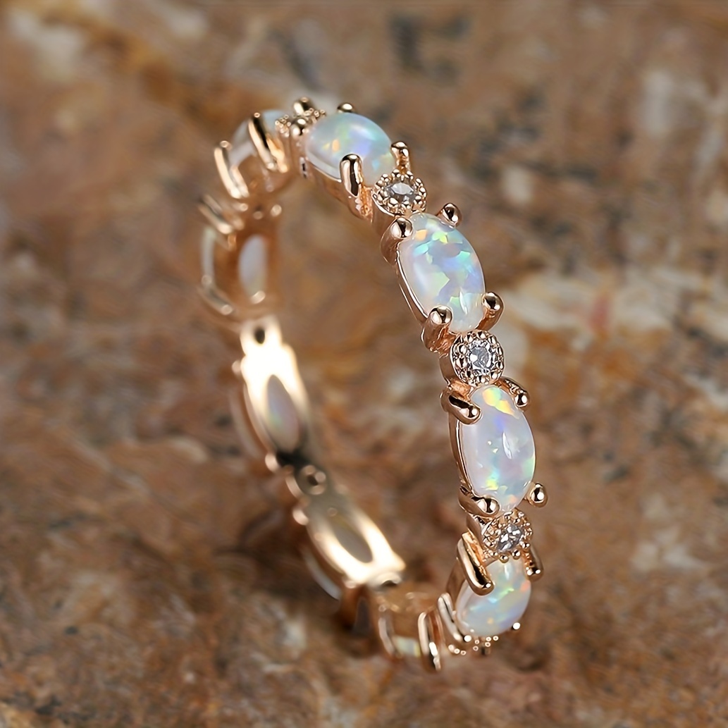 

Delicate Synthetic Opal Ring, Exquisite Men's Accessory Jewelry, For Daily Wear, For Banquet Party Holiday Birthday Anniversary Gift