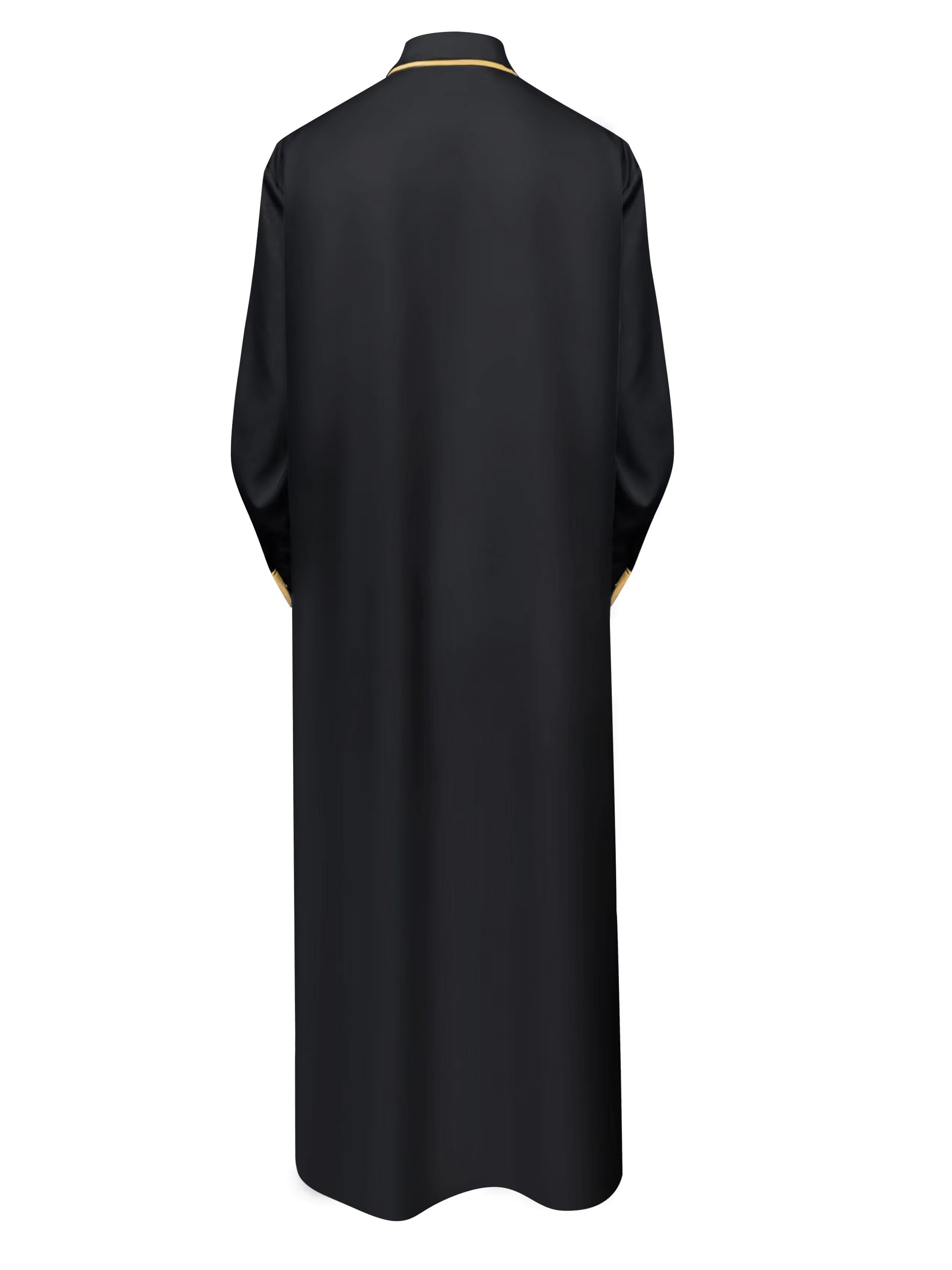 Арабский мужской черный халат больших размеров, мусульманский повседневный халат Джубба с вышивкой, всесезонный универсальный халат Джубба Тауб для мужчин, мужская одежда, большие размеры