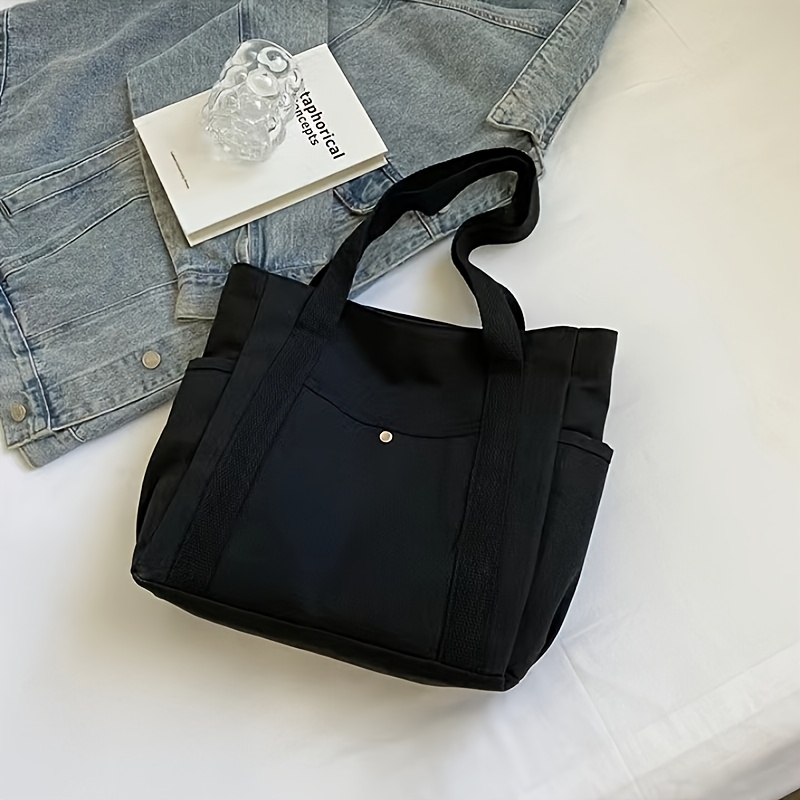 Bolso Tote Lona Minimalista Mujer Bolso Color Vendido Gran - Temu