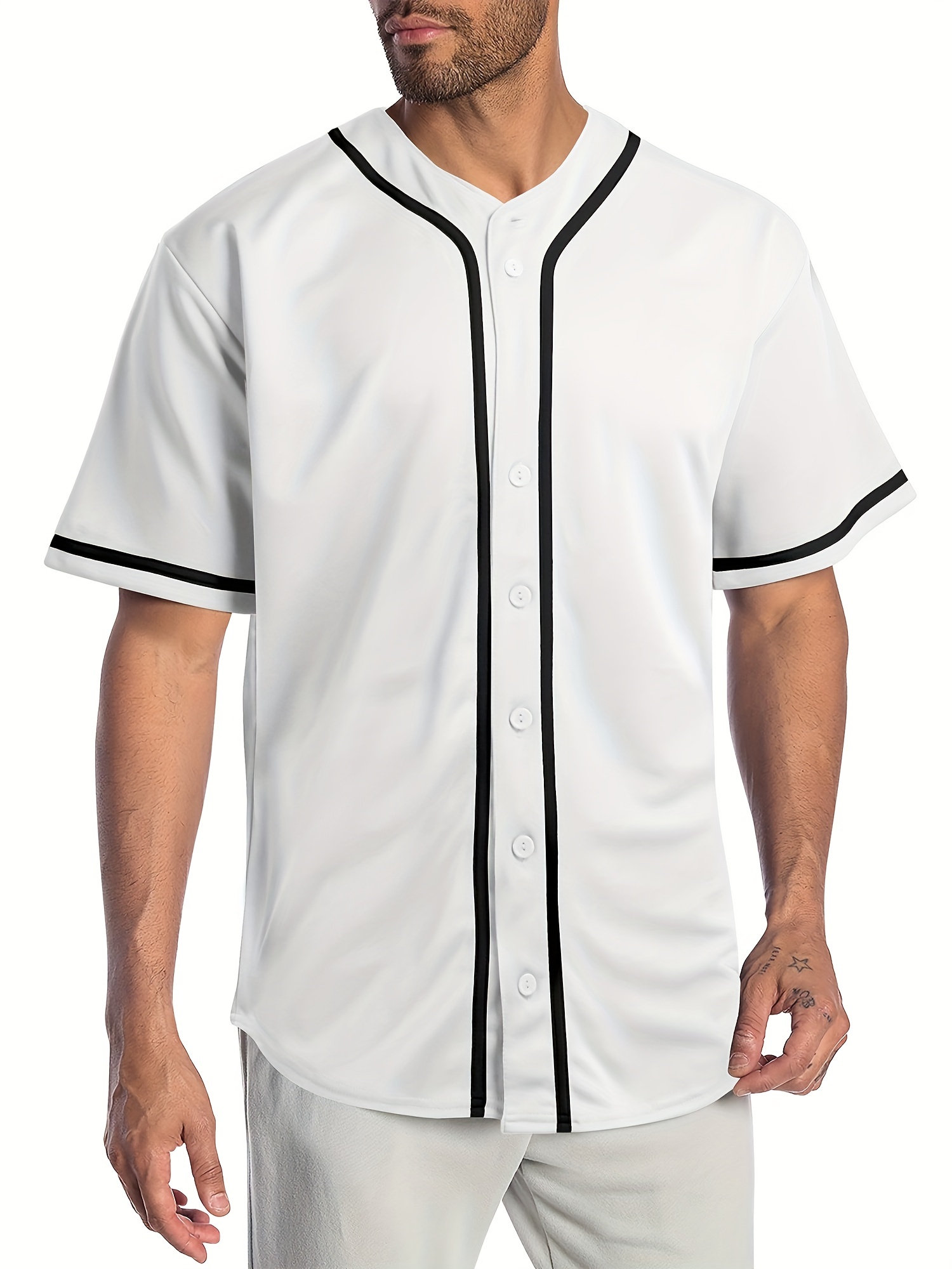 Baseball Jersey Blank V-neck Full Button Shirts Men/Boy Breathable Softball  Uniform Any Color Birthday Gift Hip Hop Street Style