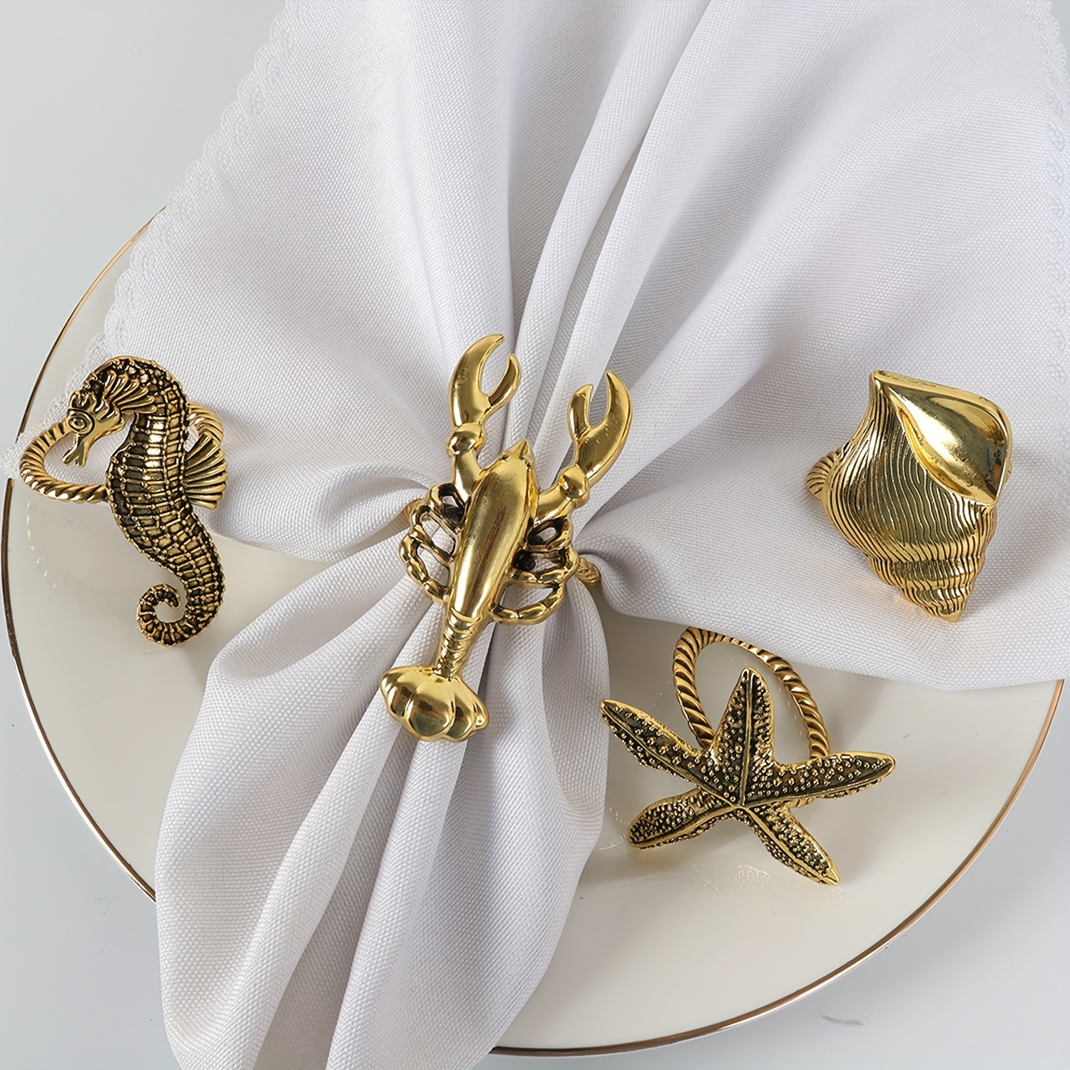 Wooden Napkin Ring Handmade Starfish Napkin Rings Set White - Temu