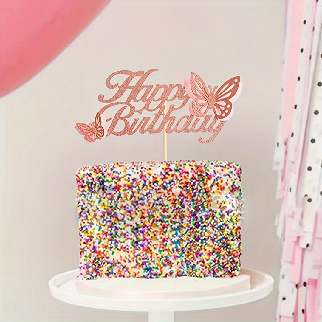 2pcs Happy Birthday Letters Cake Topper Card Acrylic Party Decor Supplies DIY Black C 2pcs