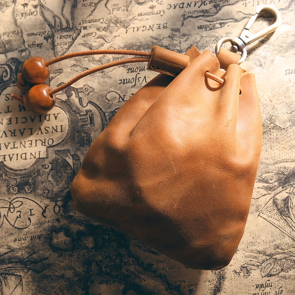 Faux Leather Drawstring Coin Purse Wallet for Home & Travel