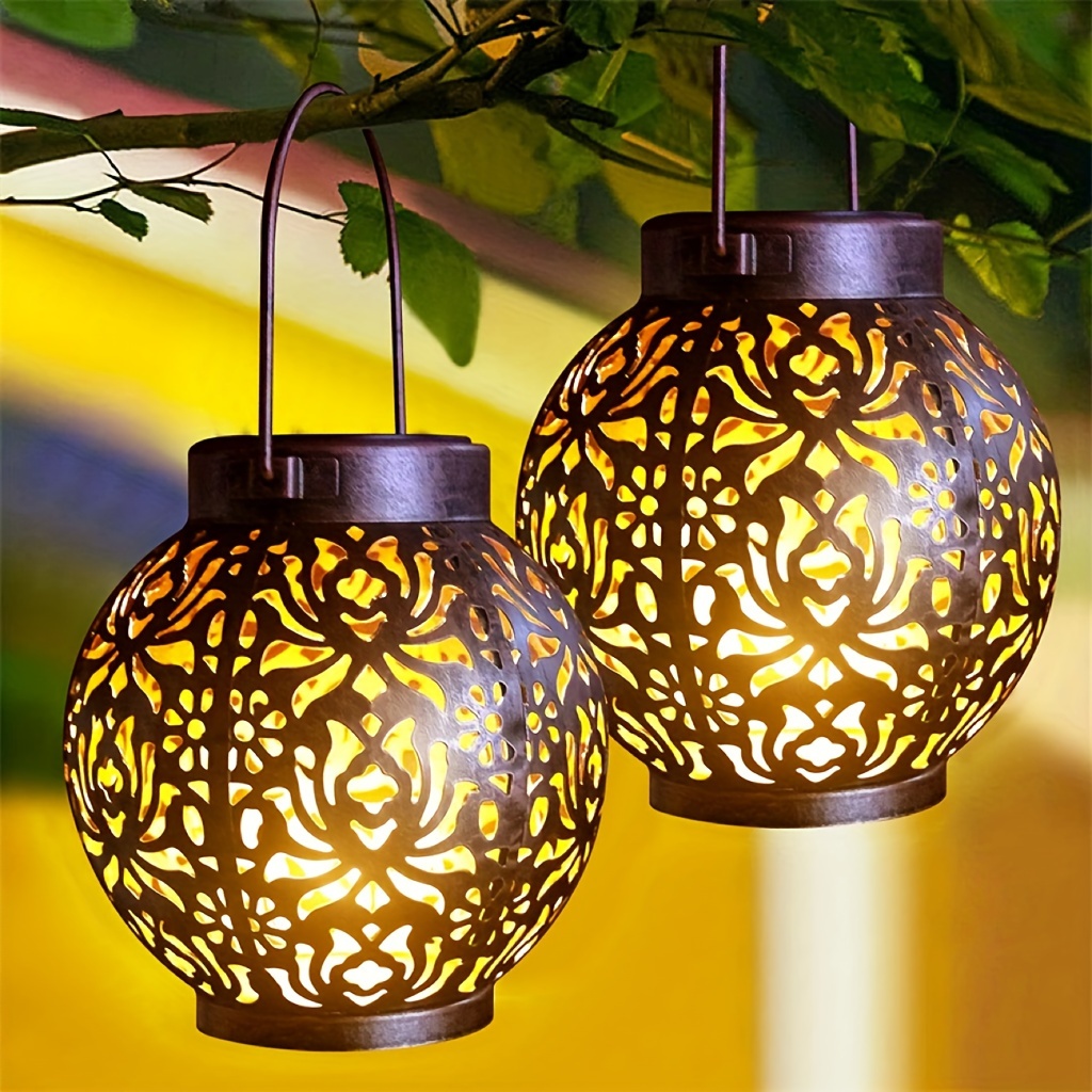 1pc solar lanterns hanging lamps hollow projection lamps decorative landscape lamps used for outdoor courtyards gardens villas terraces and waterproof atmosphere lamps details 8