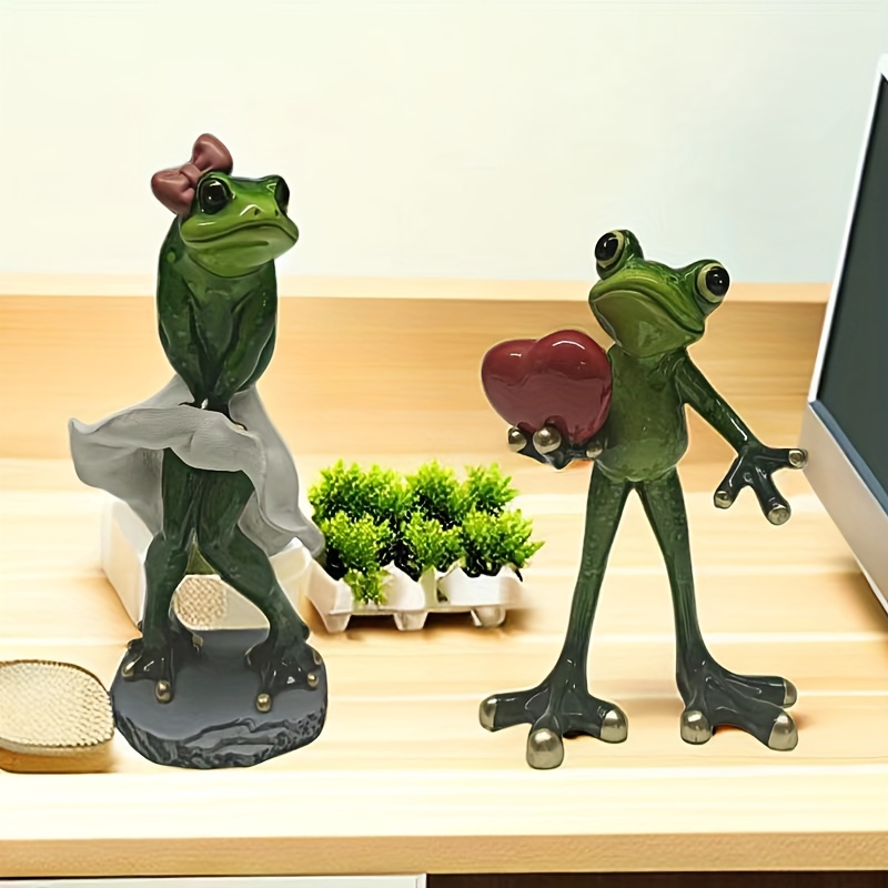 Cozy Frog Statue Garden Resin Happy Couple Frogs Bench - Temu