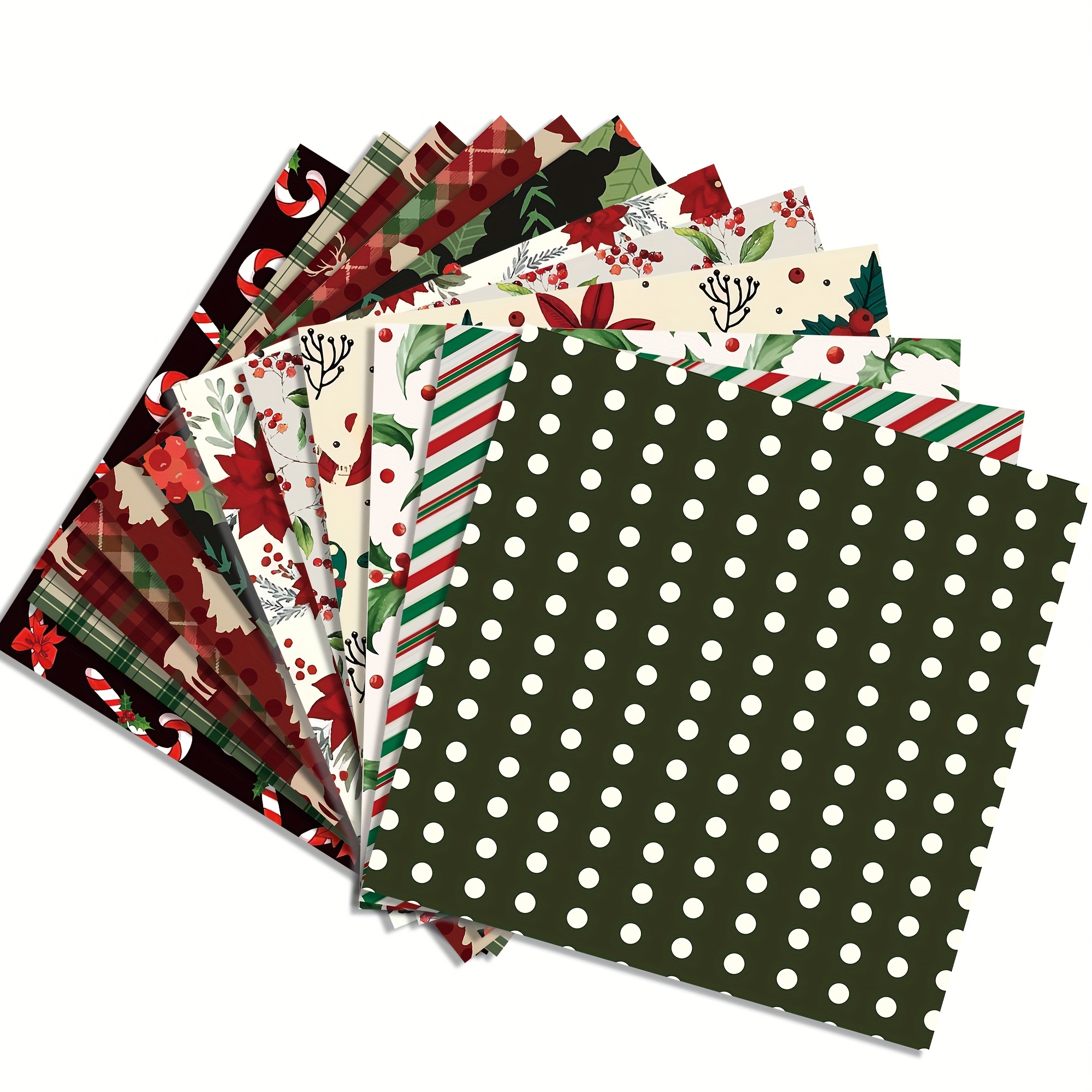 GLKTOPO 24 Sheets Christmas Pattern Scrapbook Paper, 12x12 Double-Sided  Red Green Textured Xmas Floral Craft Paper Folded Flat for DIY Card Making