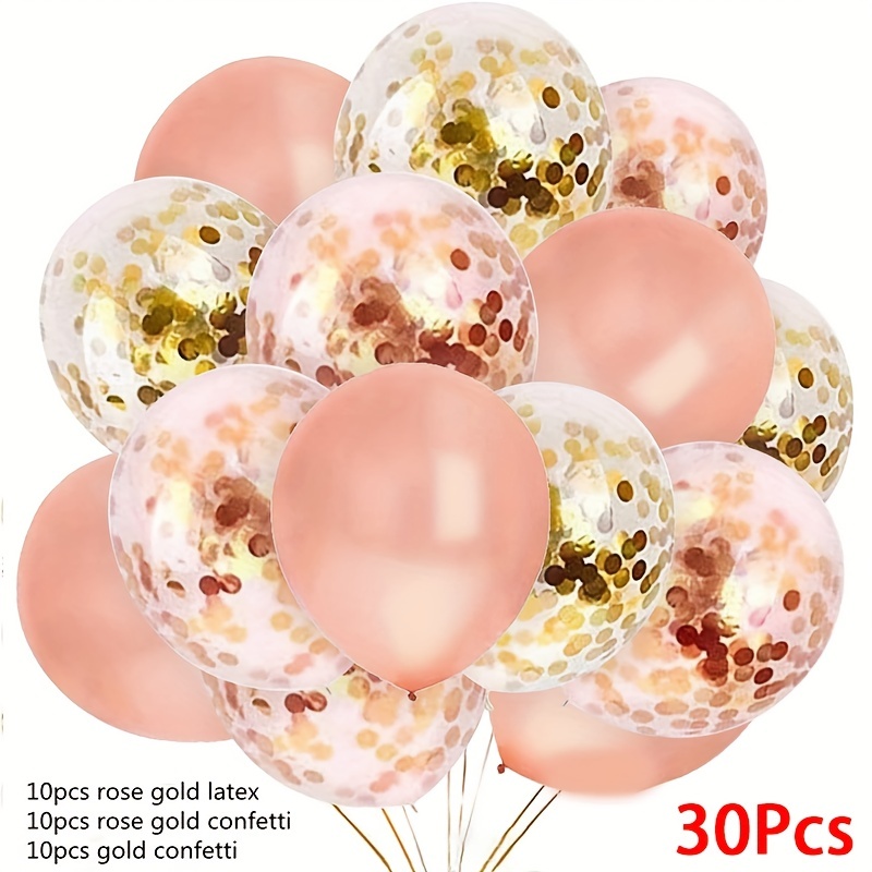 Globos Látex Transparentes Confeti rosa dorado - Tu Fiesta Mola Mazo
