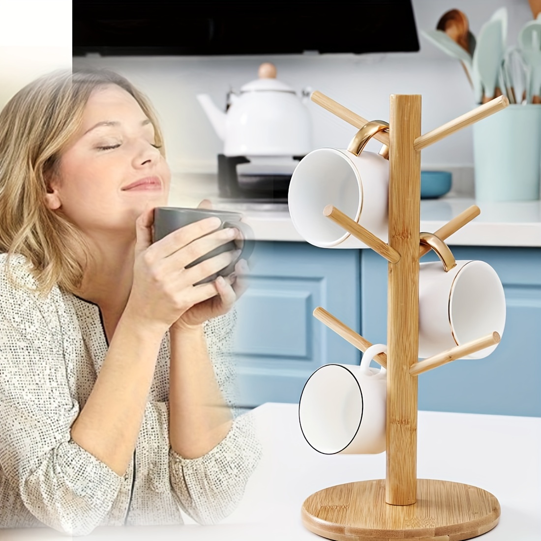 Soporte para taza de café, encimera de taza, árbol de taza en forma de hoja  para mostrador, soporte para taza de té de café para encimera, accesorio