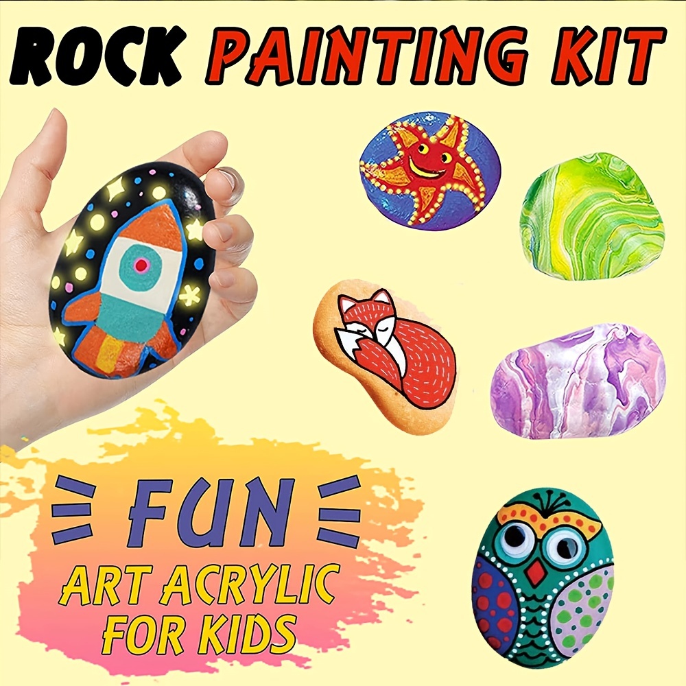 JOYIN Kit de pintura de 12 rocas, artes y manualidades creativas,  suministros de bricolaje, manualidades de primavera para niños, decora tu  propia