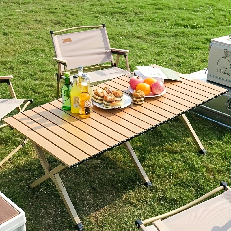 Mesas plegables de 4 pies, mesa de picnic para interiores y exteriores,  mesas plegables portátiles con asa de transporte, mesa de campamento  plegable