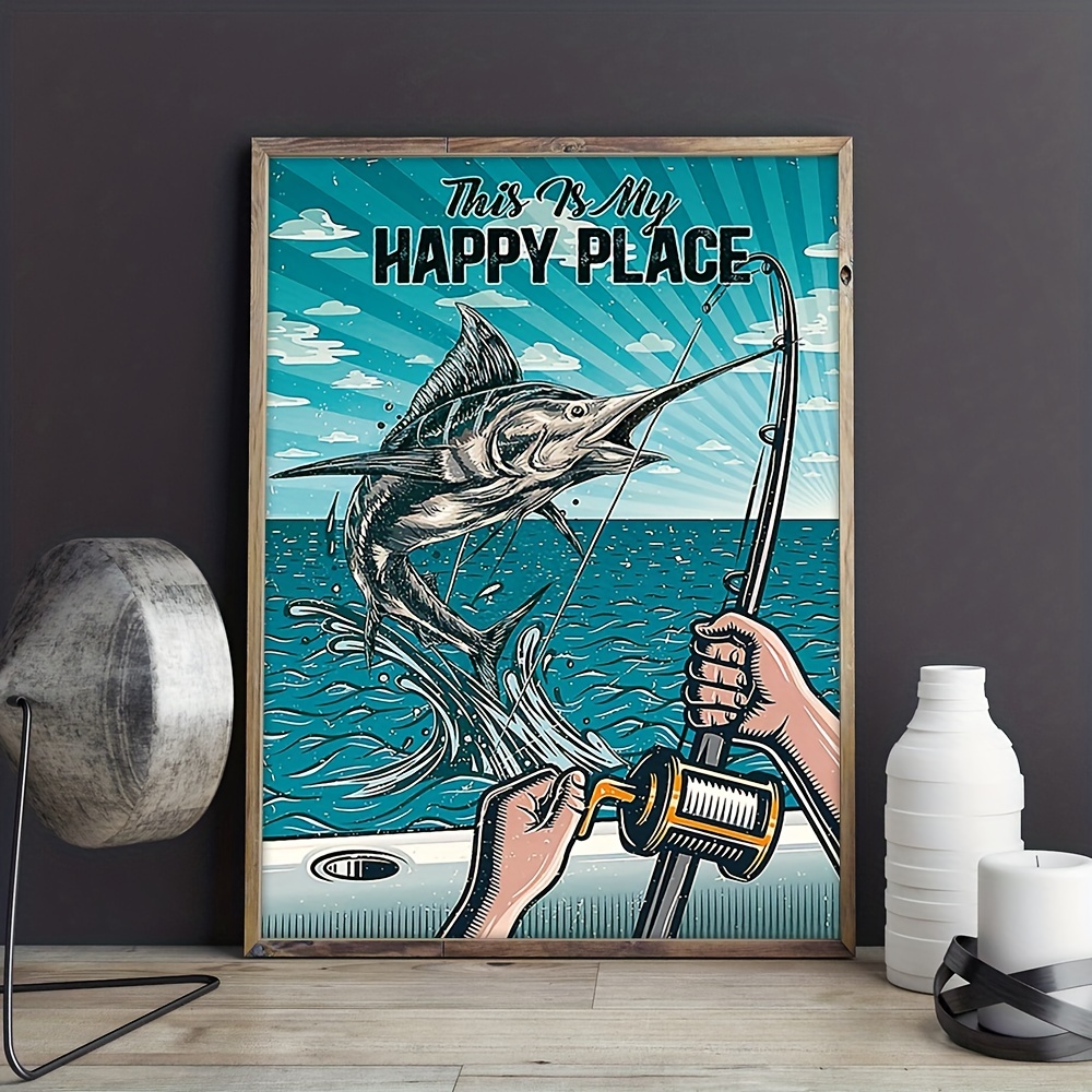 1pc Vintage Fishing Poster For Beach House Decor Playa Flamingo