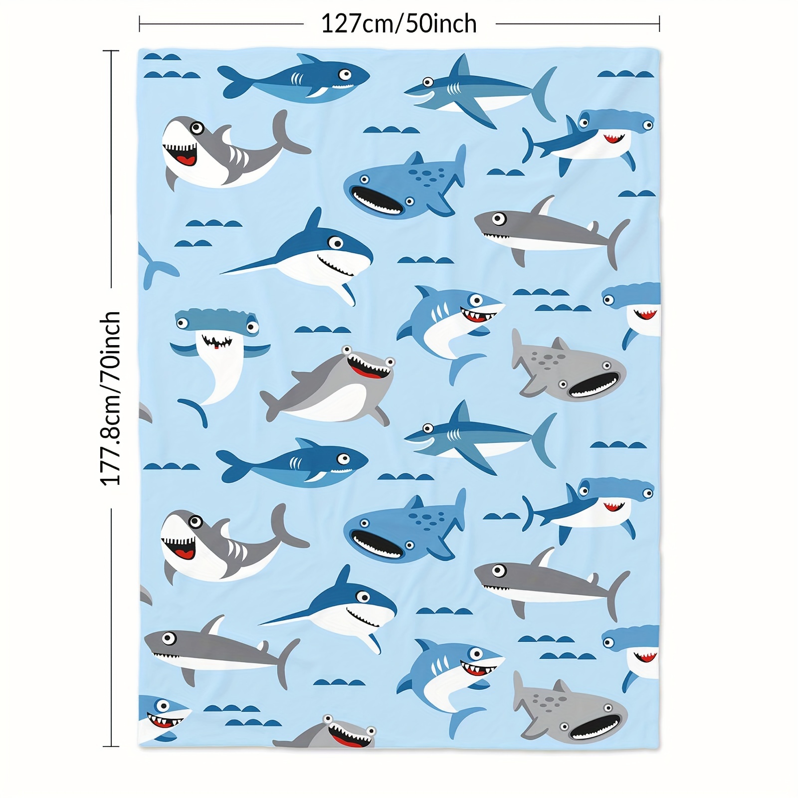 Shark Blanket Cartoon Cute Marine Animal Ligtweight Cozy Soft Print Throw  Blankets for Kids Women Gifts 50x40 