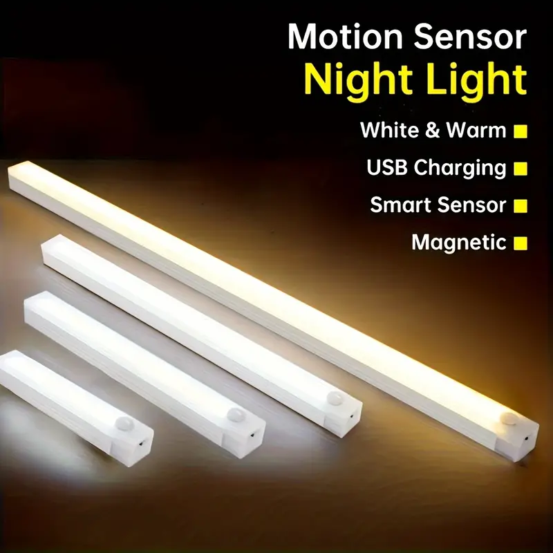 energy saving motion sensor led lights under battery cabinet lights sensing nightlights magnetic wardrobe light sticks anywhere suitable for closets cabinets rooms hallways stairs kitchens pantries details 1