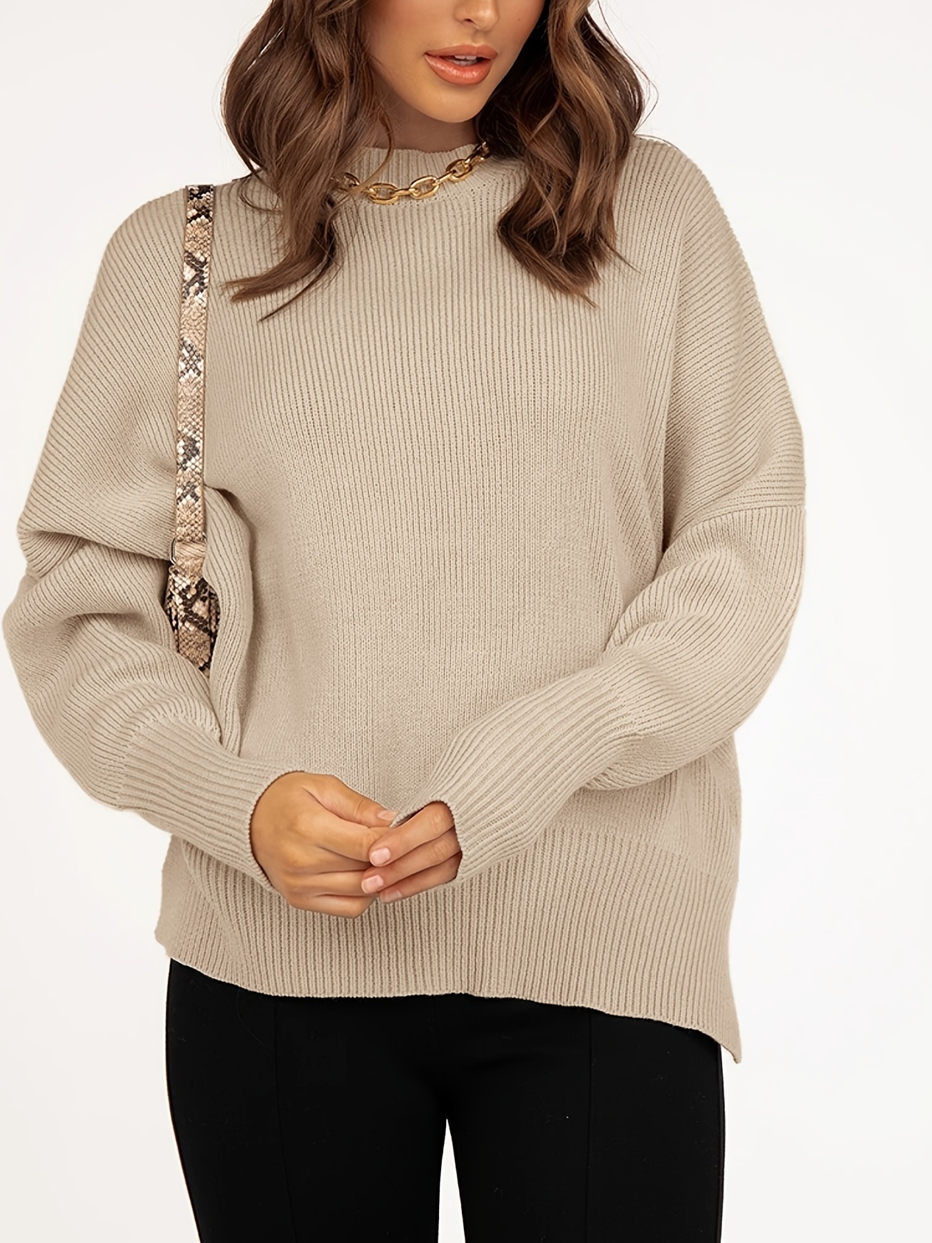 Knitted Pullover Sweaters for Women Long Sleeve Cable Knit Mock Neck Casual  Elegant Cute Loose Fit Jumper V Neck Tops, Beige, XX-Large : :  Clothing, Shoes & Accessories