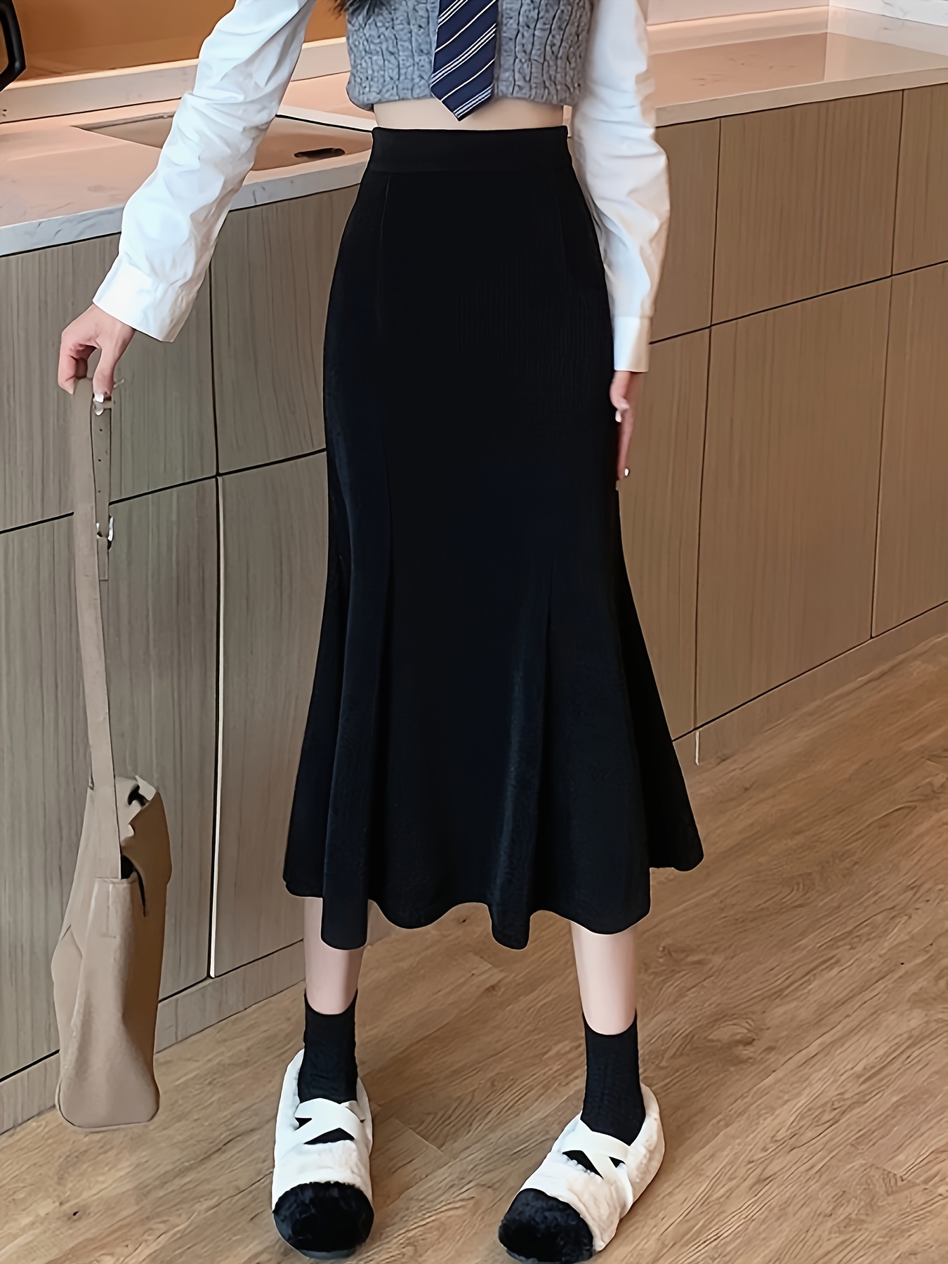 Solid Bodycon Mermaid Skirt Elegant High Waist Maxi Skirt - Temu