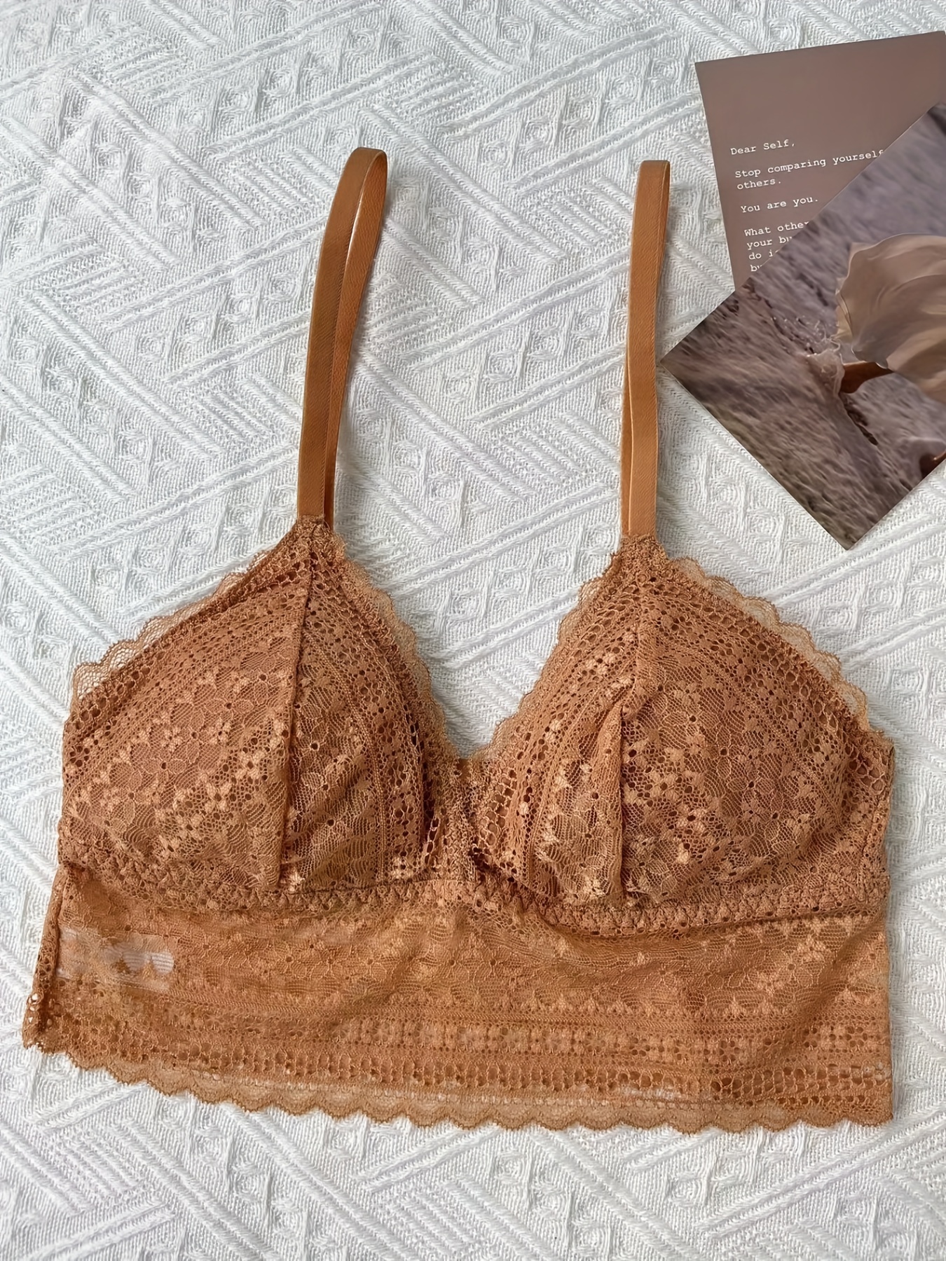 Contrast Lace Wireless Bra Comfy Breathable Scallop Trim - Temu