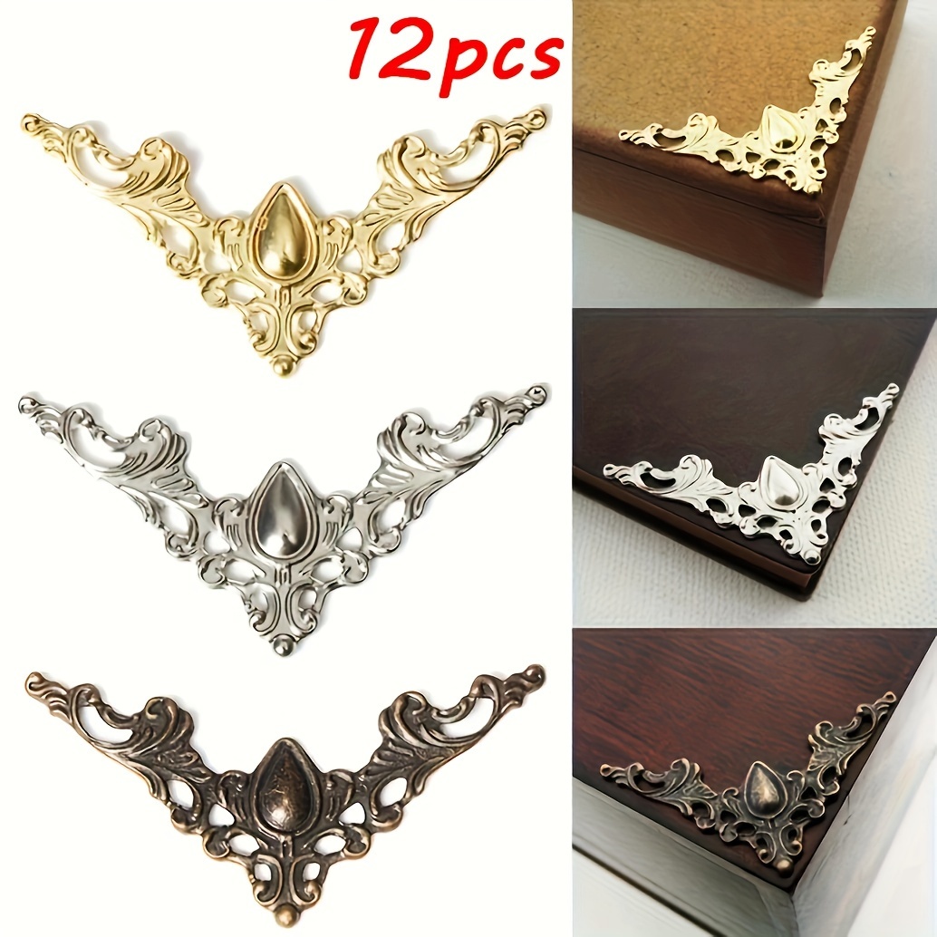 

12-pack Decorative Metal Corner Protectors, Craft & Jewelry Box Hardware Accessories, Phthalate-free Edge Guards, Embellished With Ornamental Design