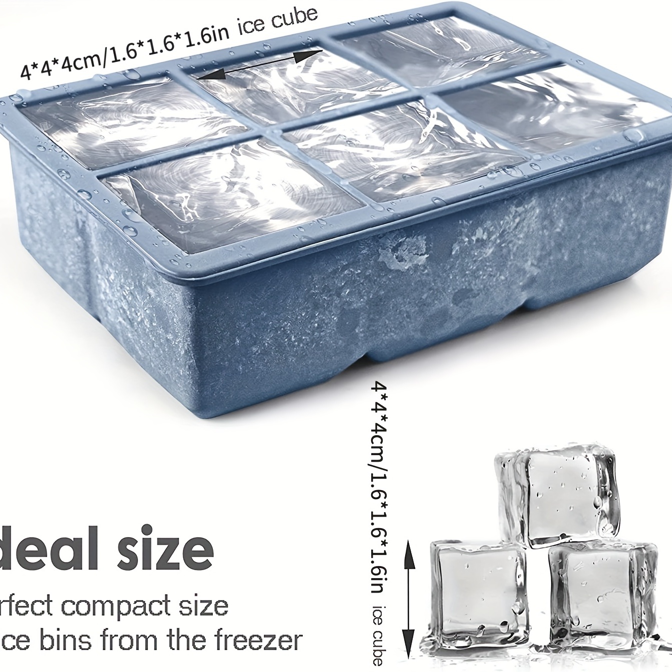 8 Big Ice Tray Mold Giant Jumbo Large Food Grade Silicone Ice Cube Square  Tray Mold DIY Ice Maker Ice Cube Tray