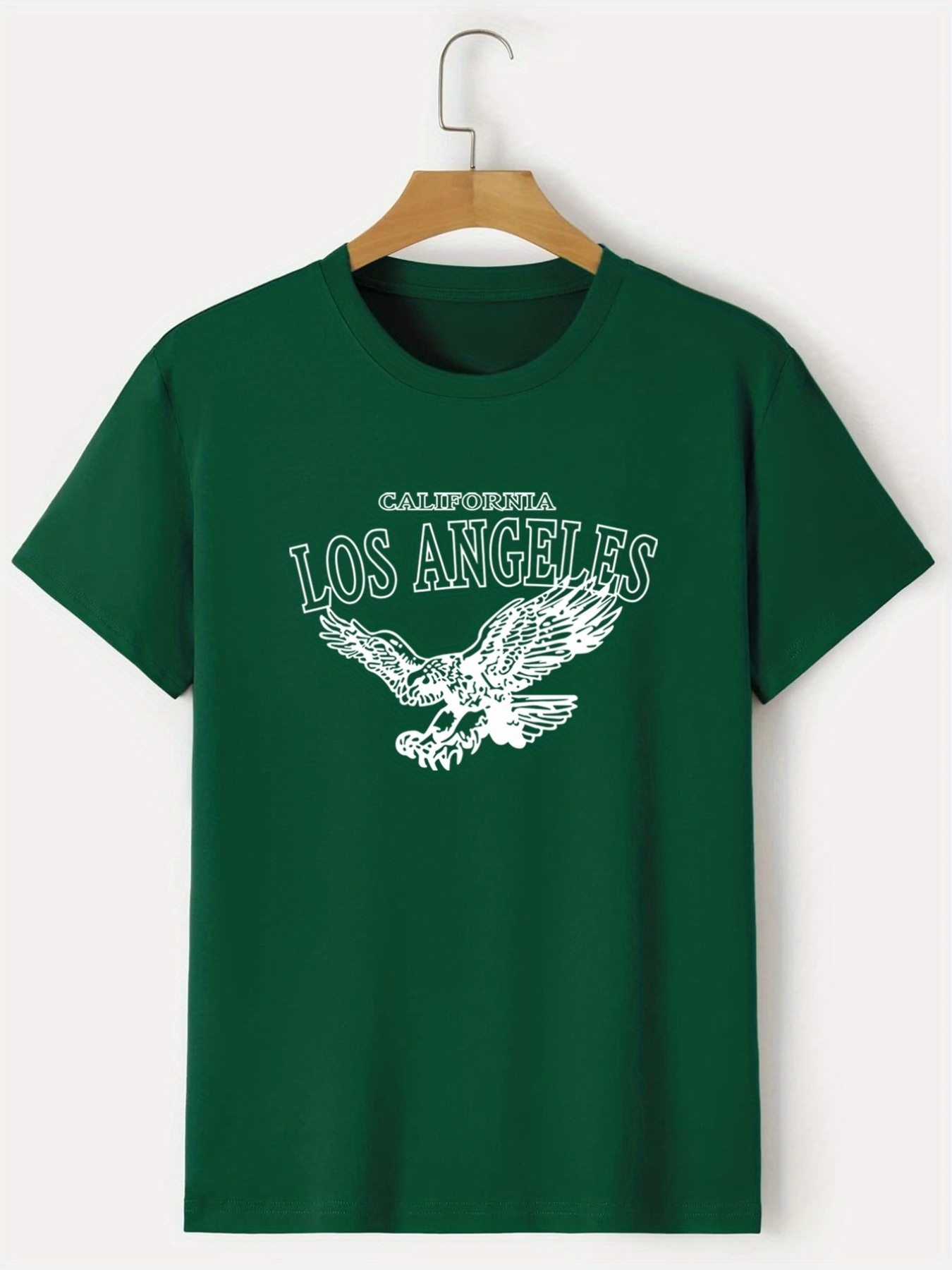 Green T Shirt Short Sleeve Crew Neck California Eagle