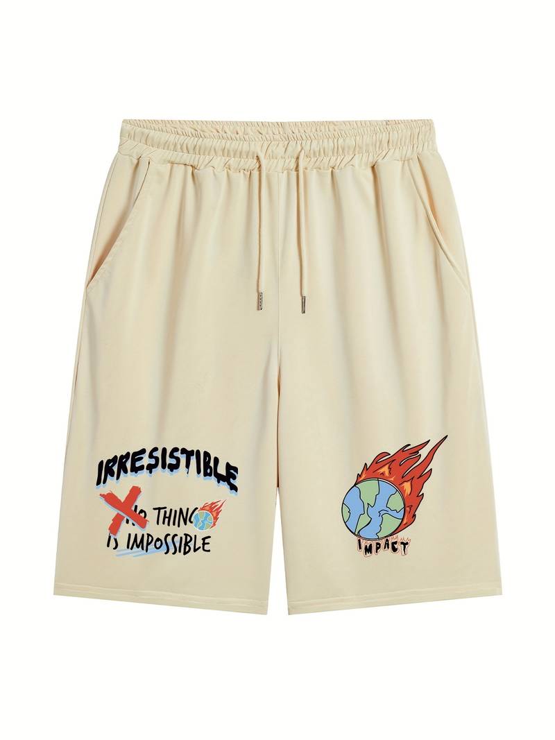 Stylish Graphic Drawstring Shorts Men's Casual Summer Multicolor Shorts ...