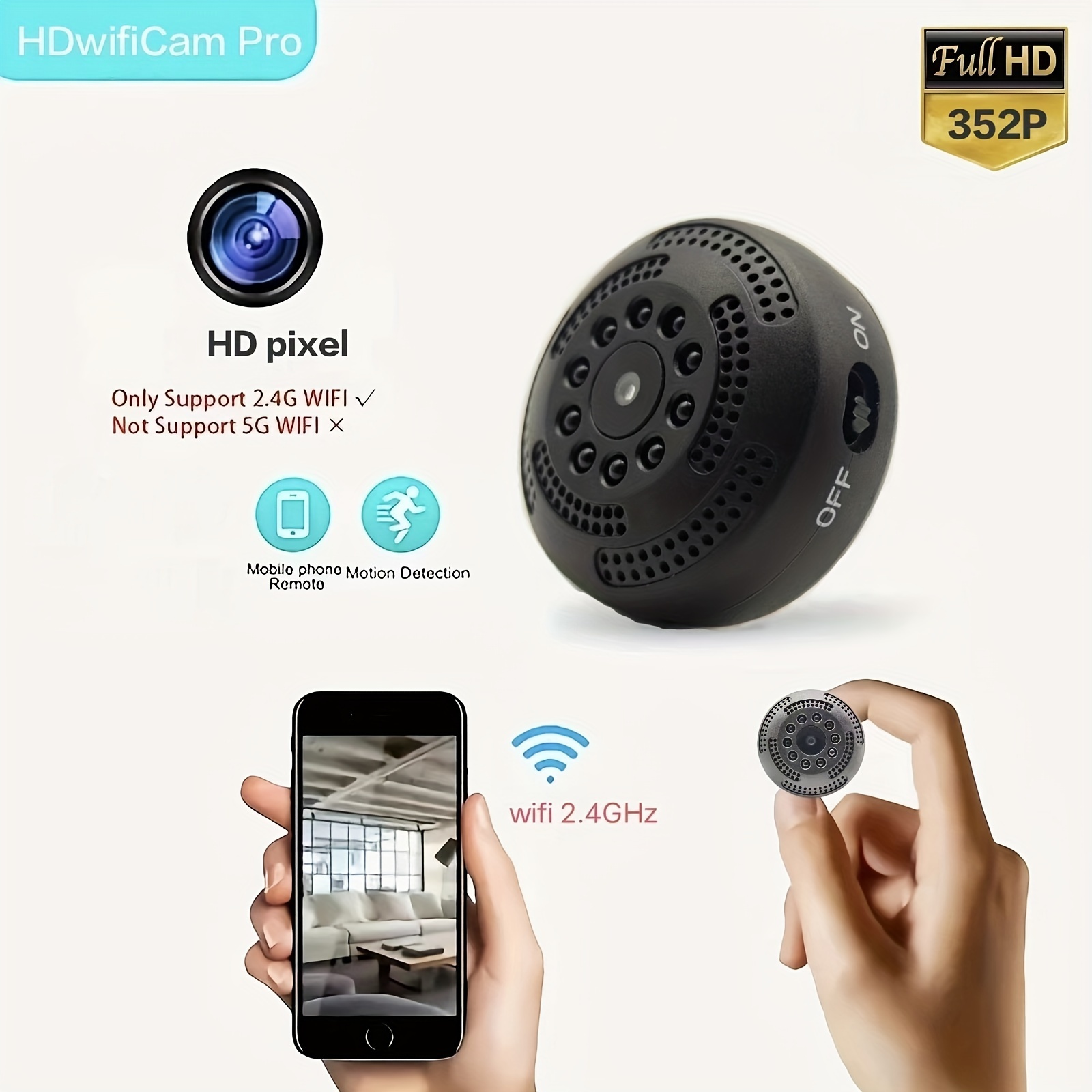 Mini Wifi Camera With 720p Pixels No Motion Detection No - Temu