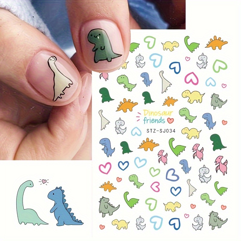 

Cute Cartoon Design Nail Art Stickers, Self Adhesive Dinosaur Pig Dog Design Nail Art Decals For Nail Art Decoration, Nail Art Supplies For Women And Girls