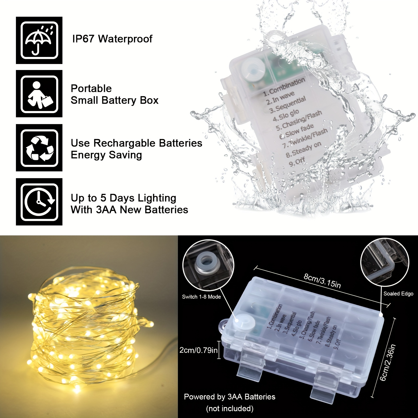 1 Paquet De Guirlandes Lumineuses LED, Fonctionnant À Piles Avec Minuterie  De Télécommande, Guirlande Lumineuse Scintillante