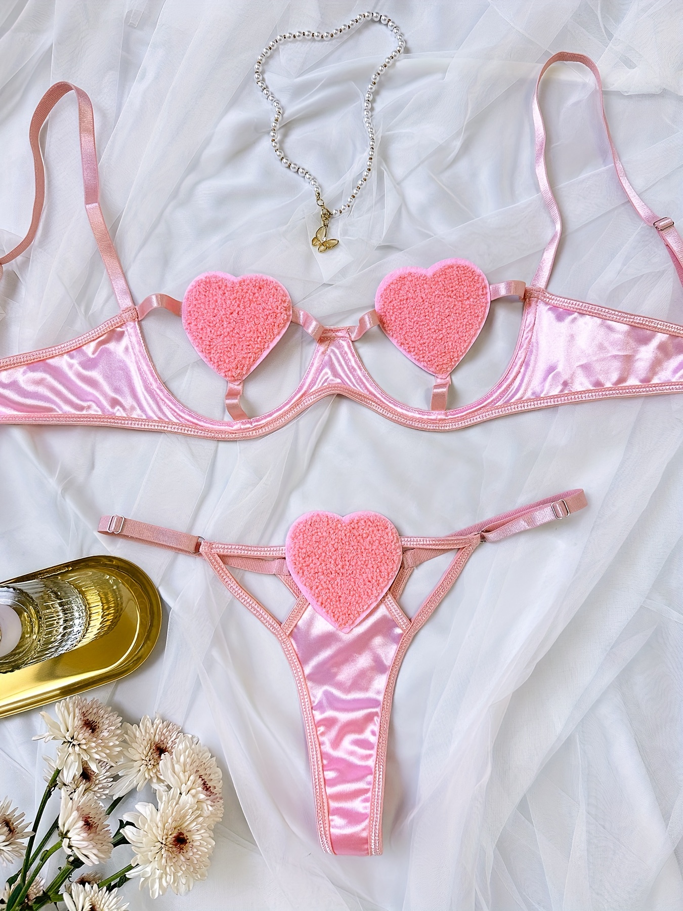 Valentine's Day Cherry Print Bra Panties Cute Wireless Bra - Temu