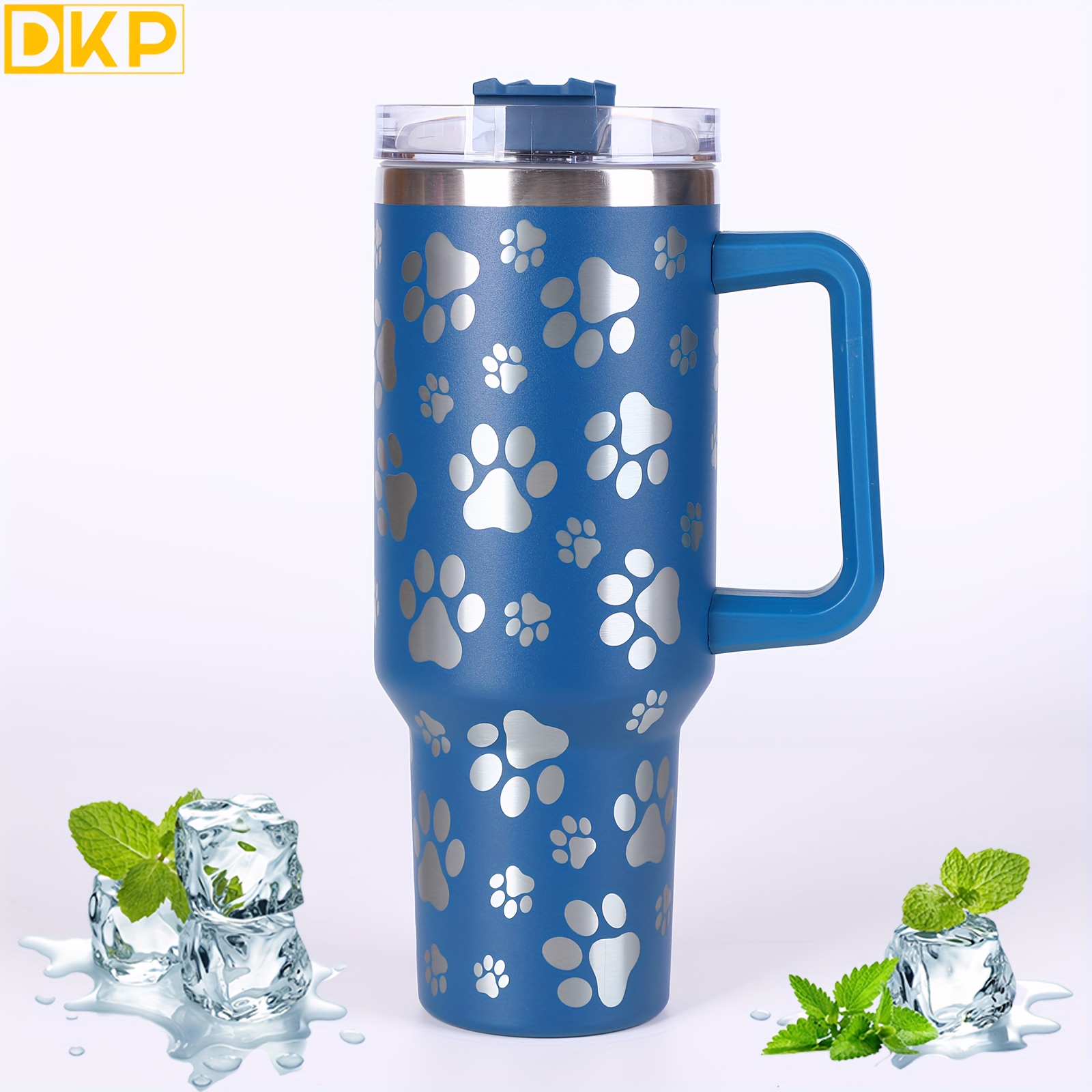 Christmas pattern 40 oz mug with handle lid straw drinkware stainless steel  vacuum tumbler large capacity car travel coffee cup