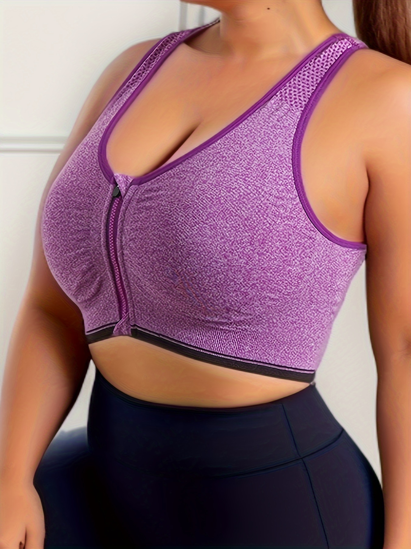 Plus High Support Two Tone Cut Out Contrast Binding Sports Bra