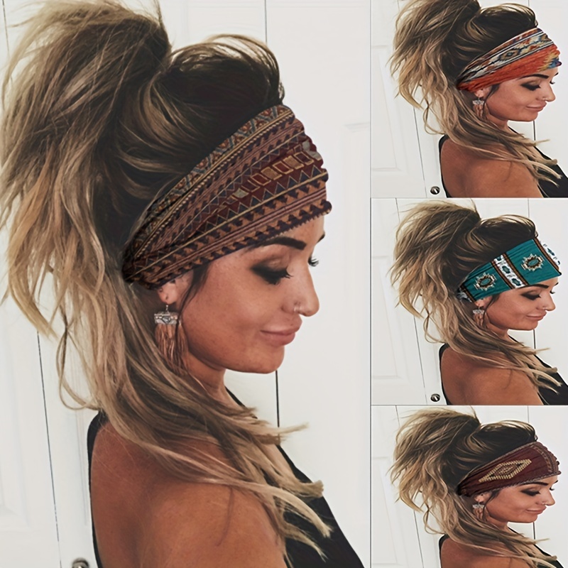 

Boho Aztec Headband - Stylish Wide Hairband For Women's Yoga And Workouts
