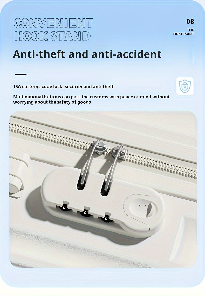 Conjunto de Equipaje Ligero de 2 Piezas para Mujeres - Maletas de Carrocería Rígida con Ruedas Giratorias y Bolsa de Cosméticos, Alimentadas por USB, Cierre con Cremallera - Disponible en Azul Pastel, Gris Claro, Rosa, Blanco - Ideal para Estudiantes y Viajes, Equipaje para Viajar