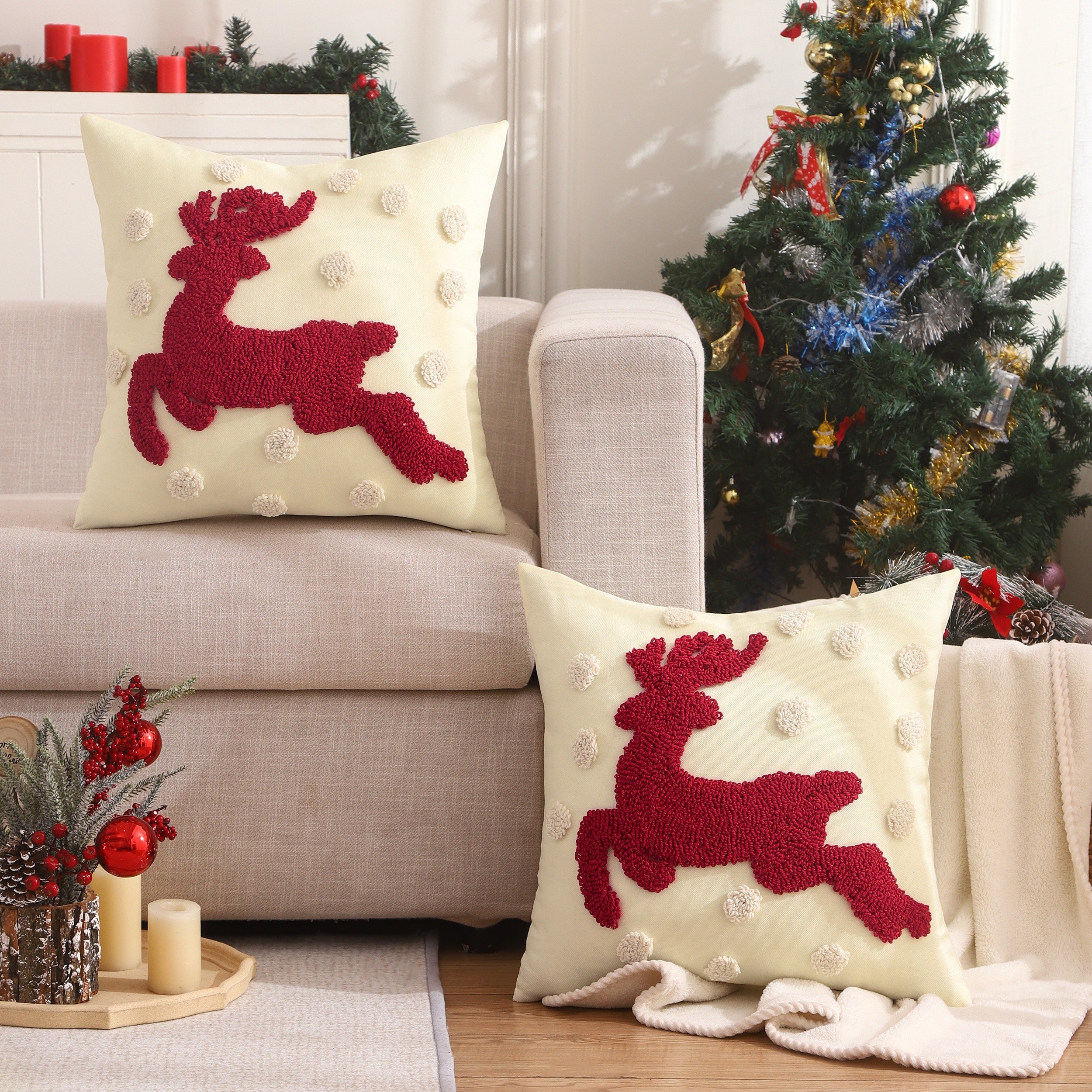 Burlap christmas pillow covers sale