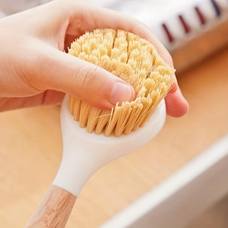 Wovilon Kitchen Dish Brush Handle Dish Scrubber Built-In Scraper