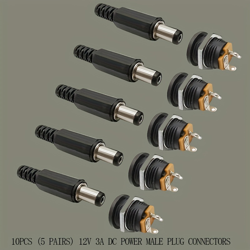 Fiche Jack DC 5.5x2.1mm Mâle / Femelle connecteur alimentation