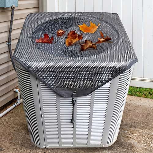 1pc, Durable Outdoor Air Conditioner Cover Water Resistant Fabric, Windproof Design, Protects Against Dust And Cold Air, PVC Mesh For Ventilation