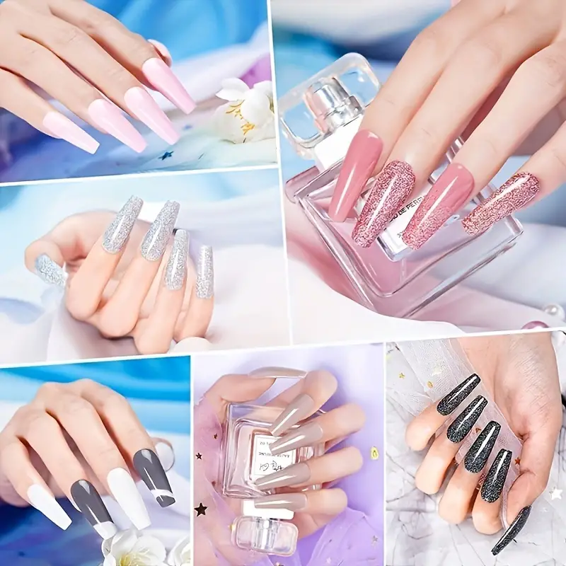 dip powder nail kit 8 colors gray nude white glitter with base top coat activator manicure tools dipping powder system  liquid set gifts for women details 0