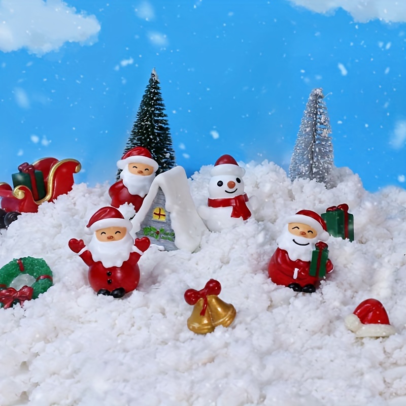 Christmas Decoration Santa Claus Snowman Mini Home Landscape Decoration  Snow Resin Craft Gift Mini Statue Accessories DIY