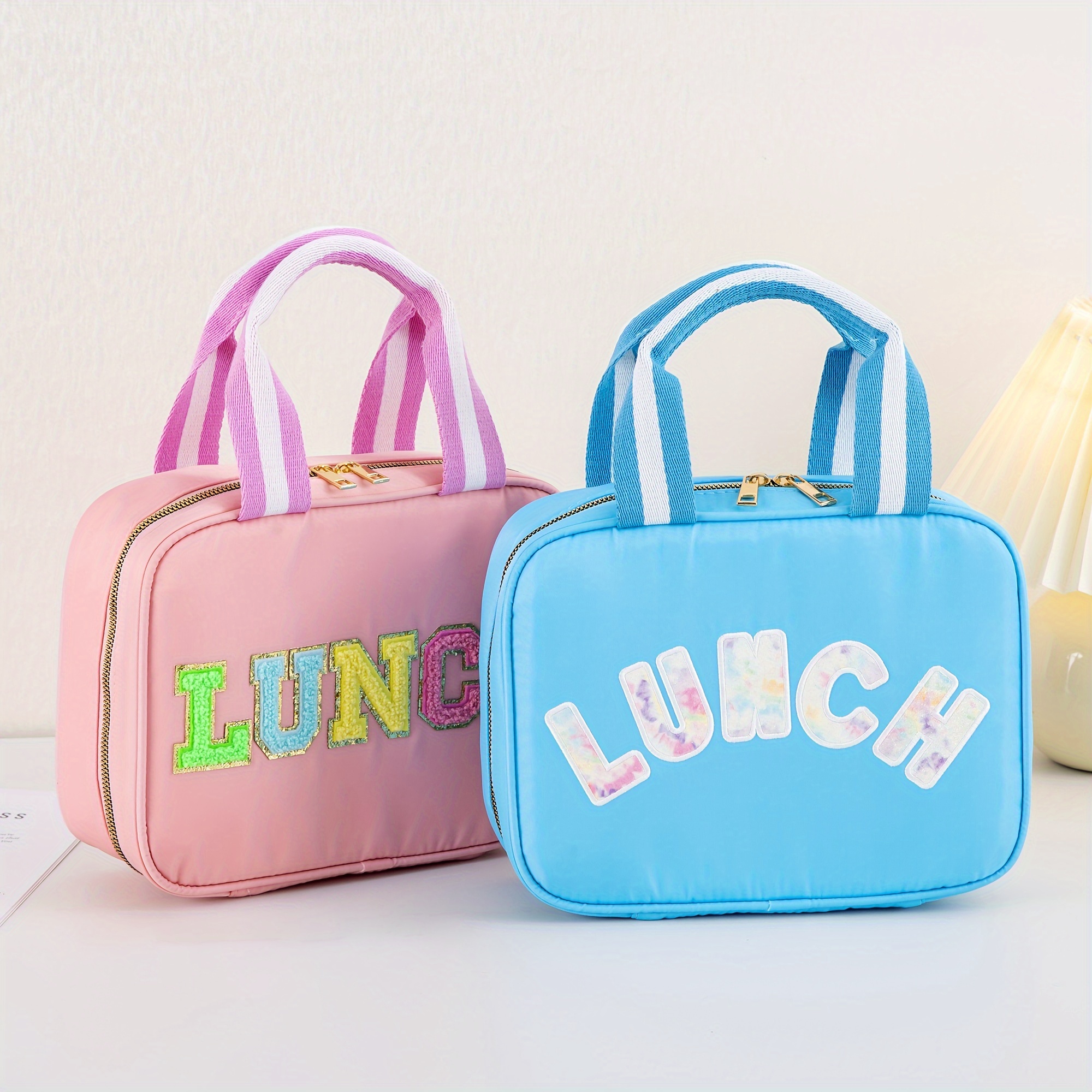 Lunch Bags Girls Boys Preppy Cute Reusable Bag Nylon - Temu