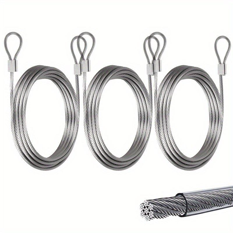 3pcs 12ft 2mm Wire Rope 1/8 Stainless Steel Cable, 7x7 Strands Stainless  Steel Wire For Triangle, Rectangle And Square Sun Shade * Fixing, Wire Ca