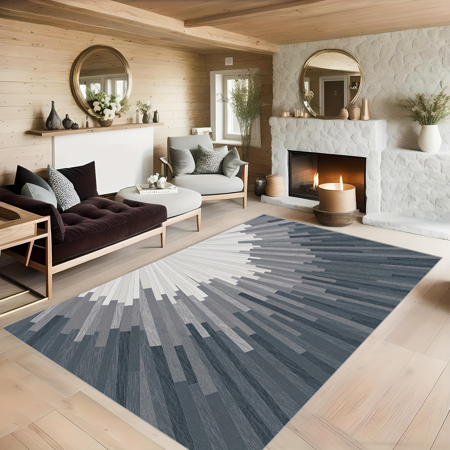 Tapis moelleux gris lavables, tapis pour salon, canapés modernes