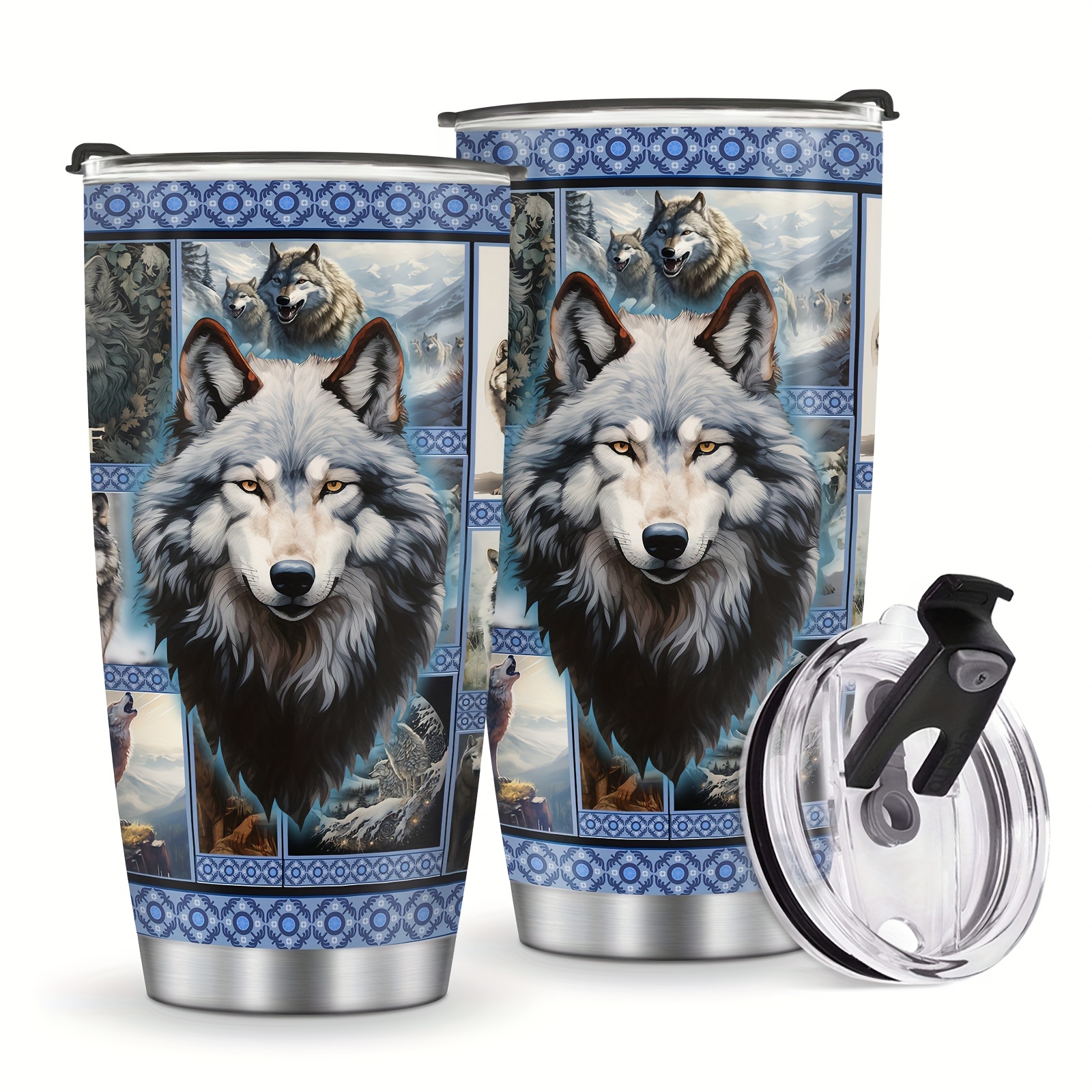 wowcugi Wolf Tumbler Wolf Gifts For Men Women 20oz Stainless Steel Ins –  Wolf Pack Wednesday