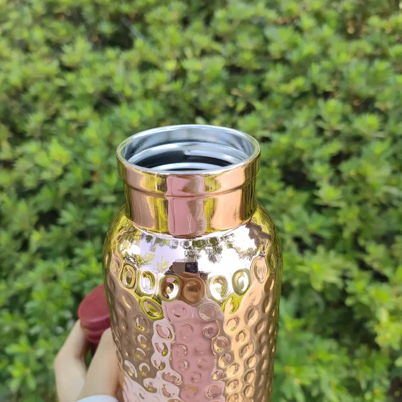 Golden Vacuum Flask, Stainless Steel Double Walled Insulated Water