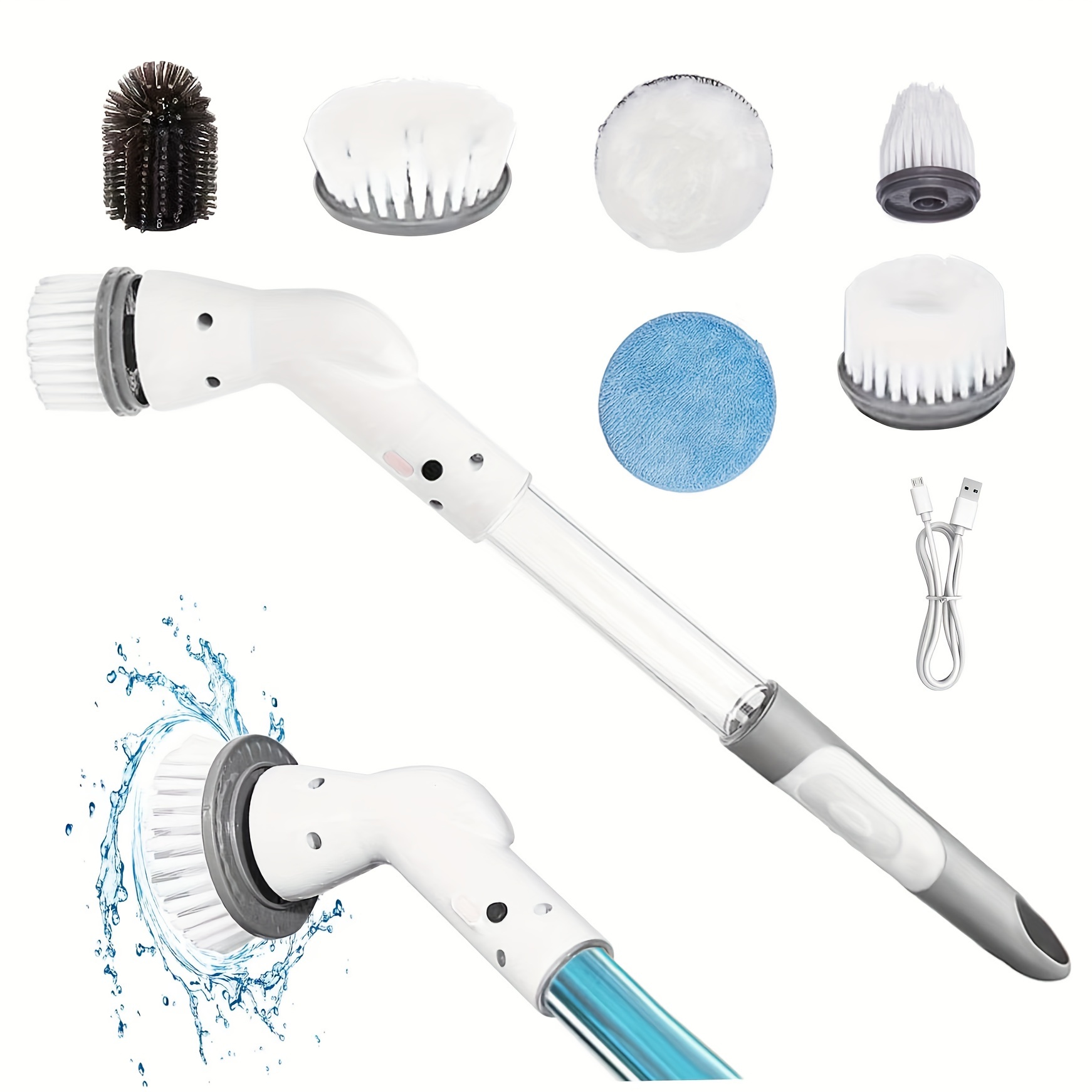 vuitte upgraded electric spin scrubber, cordless cleaning brush, 360 power shower  cleaning scrubber with 3 multi-purpose replaceable